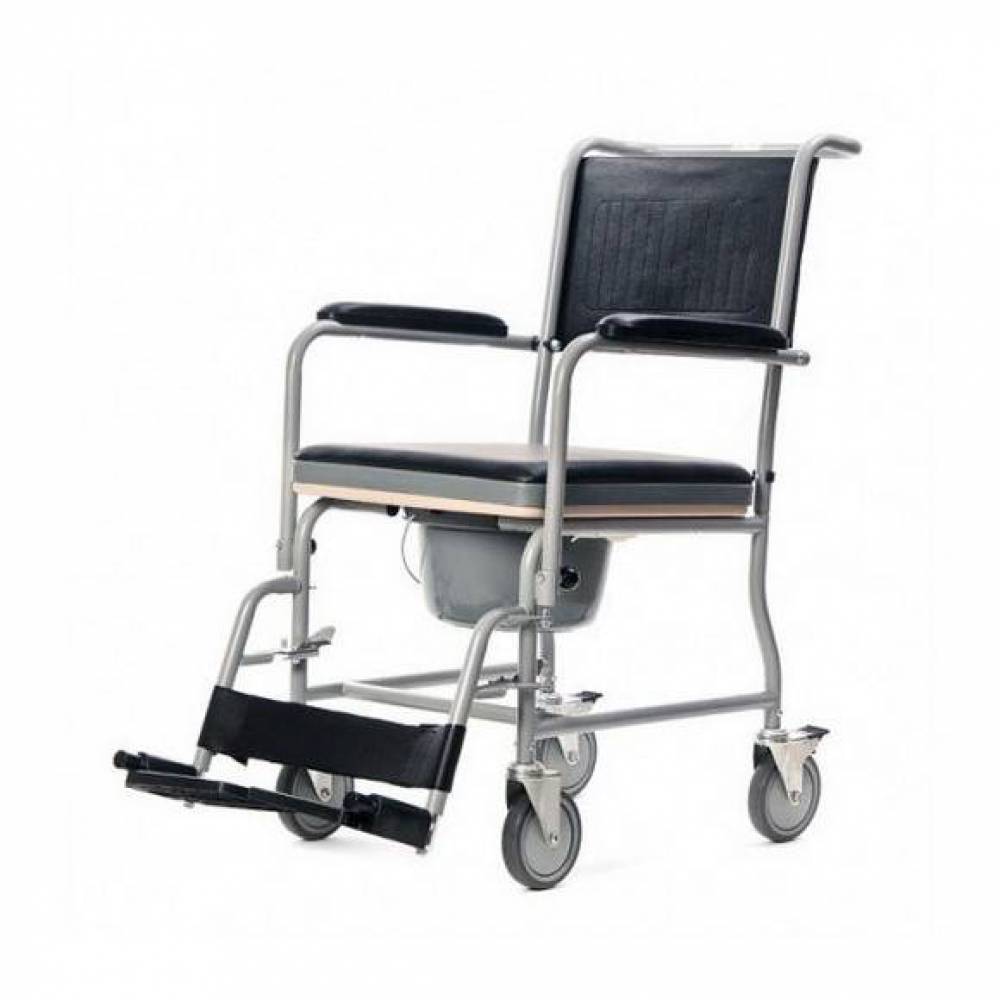 Кресло-коляска туалетное складное на колесиках с подпорками для ног, Польша